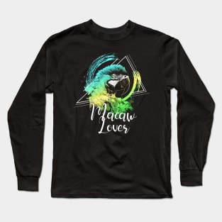 Colorful Rainbow Retro Parrot Macaw Lover Long Sleeve T-Shirt